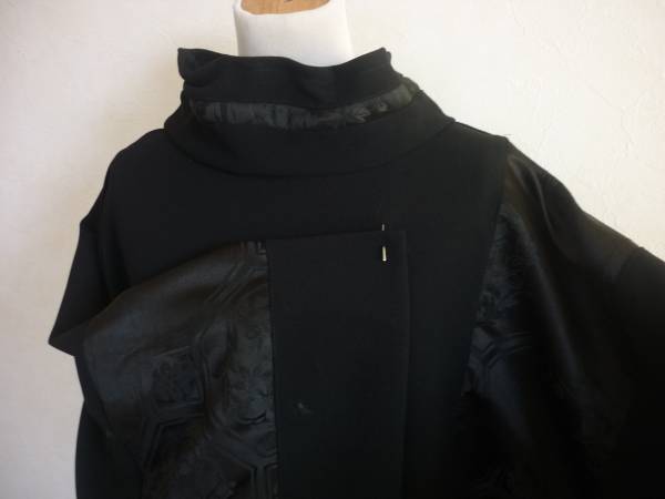 即決,LL,2L,3L,4L大きいサイズ,黒フォーマル&黒帯,着物リメイク,コート,大きいサイズ,着物リメイク,ポンチョ,ハンドメイドコート
