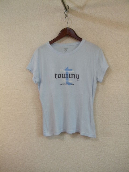 tommyjeans水色プリントTシャツ（USED）62215②