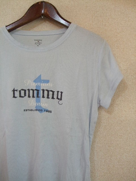 tommyjeans水色プリントTシャツ（USED）62215②