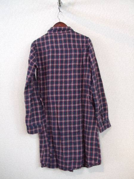 cantwe blue gray × pink flannel dress (USED)120812