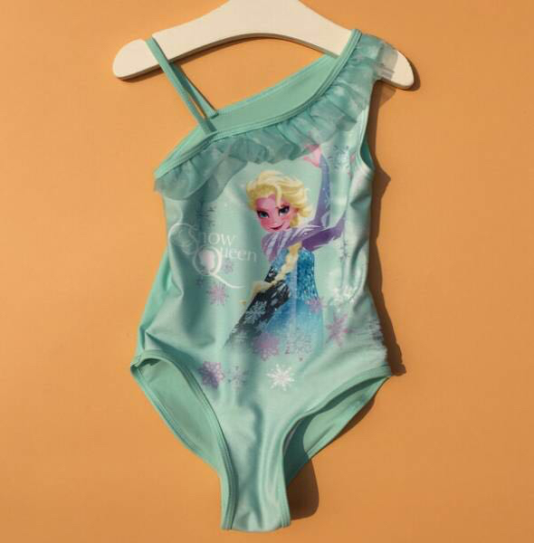 新品90女の子水著アナと雪の女王ワーンピス緑