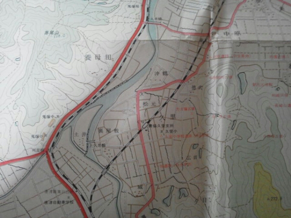  Showa 44 год [ Karatsu город все map ( царапина )] негодный линия National Railways Karatsu линия .. главный линия /.. линия негодный станция зеркало...