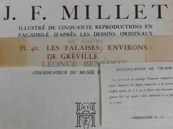 Ｊ．Ｆ．ミレー、限定・１９０６年、希少画版画、 Les Falaises_画像3