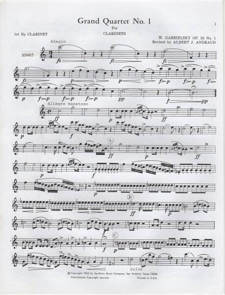 クラリネット4重奏楽譜/Gabrielsky:Grand Quartet No.1 Op.53-1_画像3