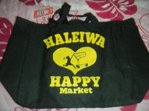 未使用・HALEIWA　HAPPY　Market　黒字トートバック_画像1