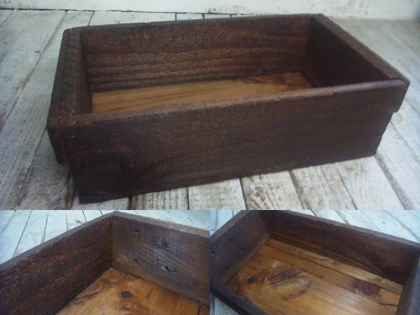 Qf648 1950's 木箱 道具箱 木製 工業系 シャビー 骨董 昭和 工場_画像2