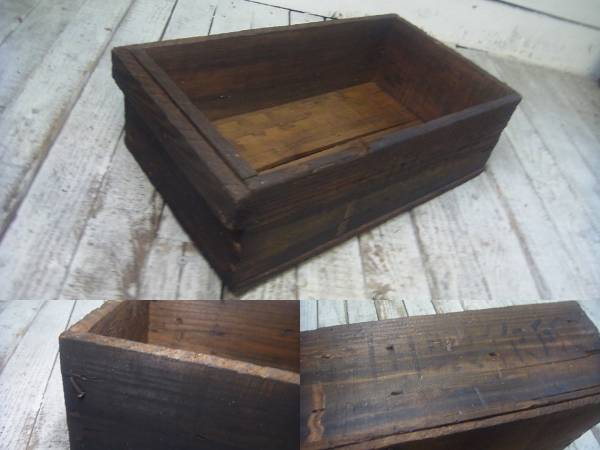 Qf649 1950's 木箱 道具箱 木製 工業系 シャビー 骨董 昭和 工場 収納箱 アンティーク ヴィンテージ_画像1