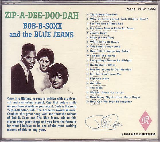 ボビー・ソックス＆ザ・ブルー・ジーンズ CD／ザ・コンプリート ジップ・ア・ディー・ドゥー・ダー ZIP-A-DEE-DOO-DAH 1963年 M&M盤_画像2