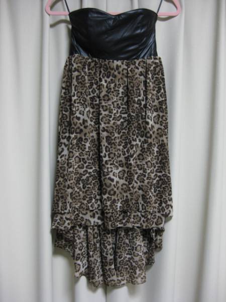 EGOIST Bear chiffon One-piece dress leopard print black tea new goods 