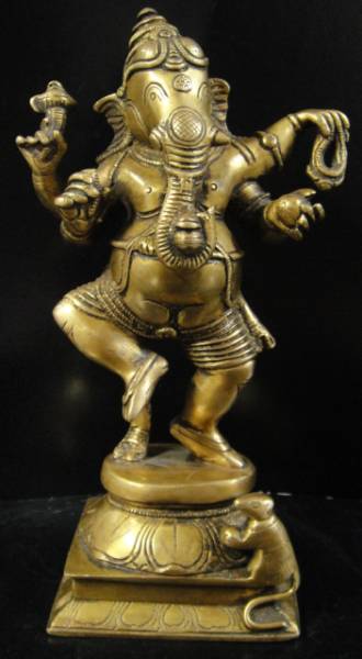 ガネーシャ像（歓喜天）富と智恵の神◆インド-アンティーク風-A-
