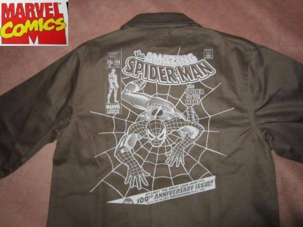  новый товар! MARVEL COMICSma- bell комиксы Человек-паук милитари рубашка work shirt M