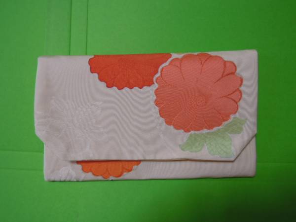  light pink orange color circle . floral print * silk ground * stylish gold . inserting fukusa!