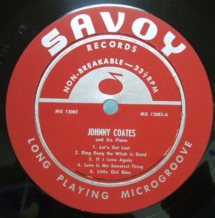 ３枚で送料無料【米Savoy mono】Johnny Coates Jr/Portrait_画像2