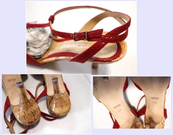 ITALY Perry koPELLICO red car f leather × cork heel T strap sandals ankle strap Deuxieme Classe a Pal tomon