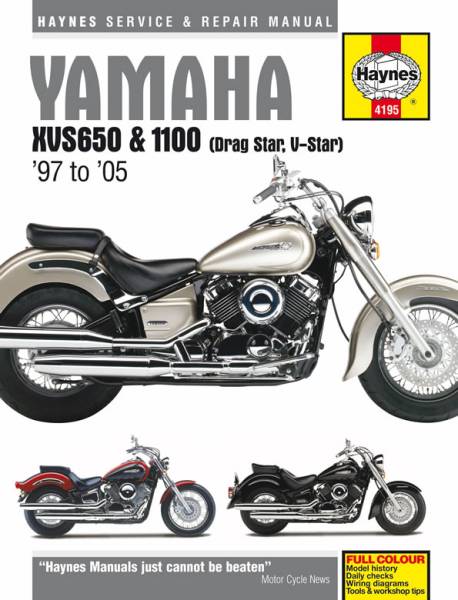 ヤマハ XVS650 & 1100 Drag Star 1997-2005年 英語版 整備解説書_表紙、本文は英語表記、304ページ