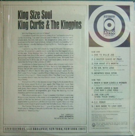 ３枚で送料無料【米Ａtco】King Curtis & The Kingpins/King Size Soul_画像3