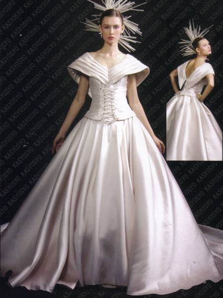 ウェディングドレス 編み上げスタイル ホワイト オフホワイト