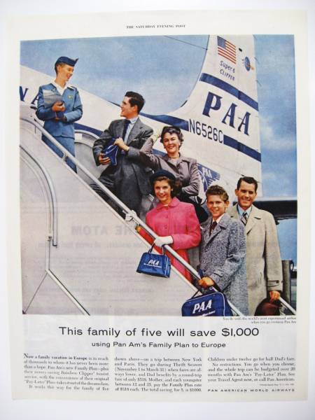 1956年P(guān)AN AMパンアメリカン航空広告(パンナムバッグ PAAロゴ)