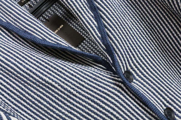  новый товар Comme Ca men весна лето tuck полоса linen хлопок вязаный шаль кардиган M/ незначительный темно-синий белый / обычная цена 2.8 десять тысяч иен /COMME CA MEN/ лен / хлопок / образец 