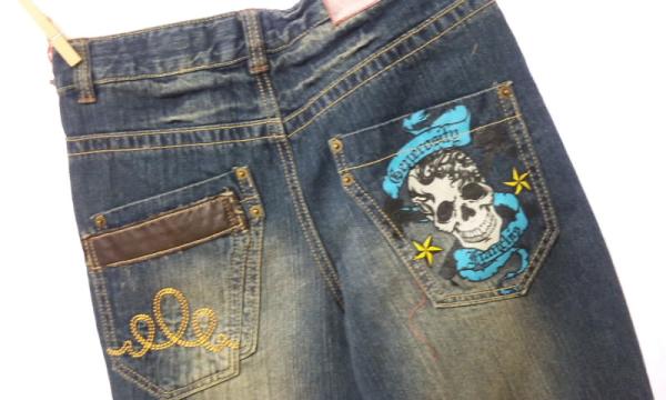  новый товар * череп принт * ультра yaba! Denim джинсы 150 Skull 