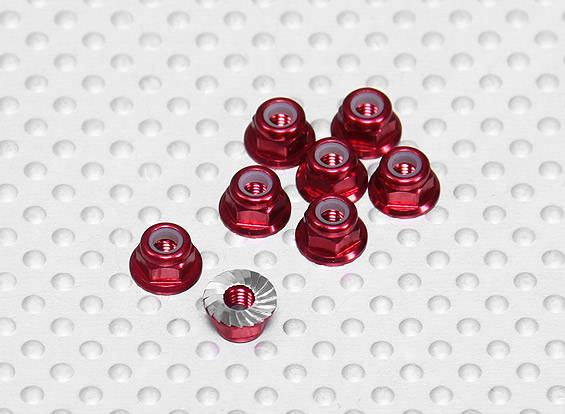 AquaPC★送料無料 Aluminum M3 Nylock Wheel Nuts Flange (8pcs) Red★