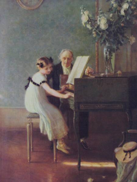 The Harpsichord Lesson/J.A.Muenier 超希少 100年前の画集より_画像1