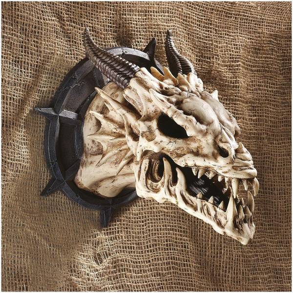 ドラゴン スカル 頭蓋骨壁掛けオブジェ骨格壁飾りファンタジー彫刻置物幻獣モンスター西洋洋風雑貨インテリア竜頭部竜骨ウォールデコ剥製
