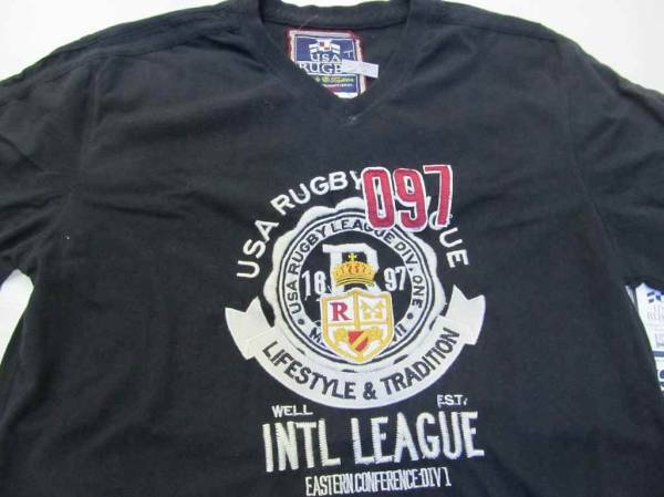 AA51)USA RUGBY V шея вышивка дизайн футболка B серия casual /M/L