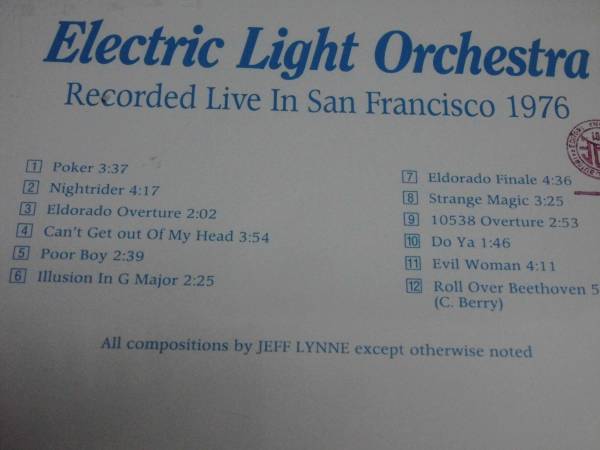 *ELECTRIC LIGHT ORCHESTRA/San Francisco 1976 ★CD_画像3