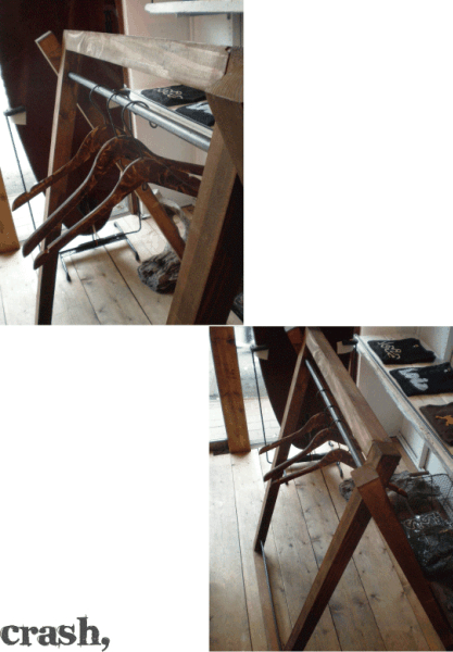  antique! old tree! iron! hanger rack * folding!