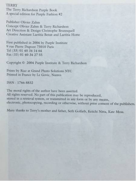 m1/The Terry Richardson Purple Book /Terry / #2 送料180円_画像3