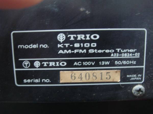 TRIO　 KT-6100　チューナー　　上_画像2