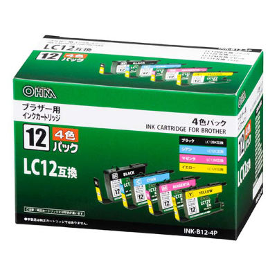 新品OHM INK-B12-4P ブラザーLC12-4PK互換インクカートリッジ._画像1