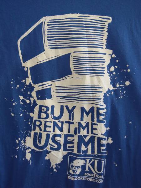 ⑥ USA古着 サイズL 前BUY ME RENT ME USEME 青色半袖Tシャツ_画像2