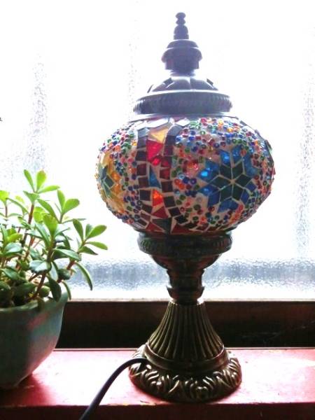 1点もの 新品 【トルコ】 グラス 卓上ランプ コンセント付 M 1点もの 新品 【トルコ】 グラス 卓上ランプ コンセント付 M