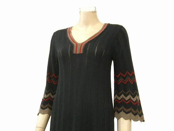 dM как новый * Grace Continental *GRACE CONTINENTAL* flair рукав * модный общий рисунок * вязаный One-piece *36 номер (S)/ женский / весна осень 