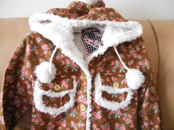 ★新品★ボンボリ付きパーカー　 ボア?花柄 　チュニック/シャツ