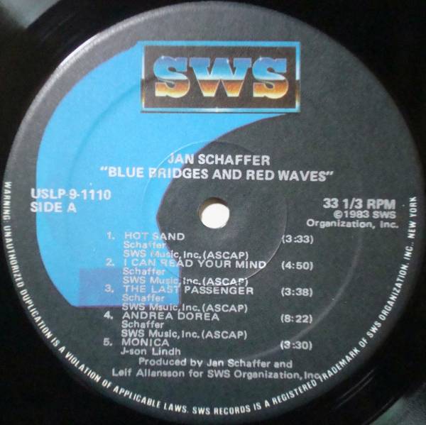 *JAN SCHAFFER/BLUE BRIDGES AND RED WAVES (US LP)