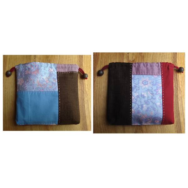  patchwork pouch lining attaching 8 pcs dark red tea 17cmx16cm hand made 