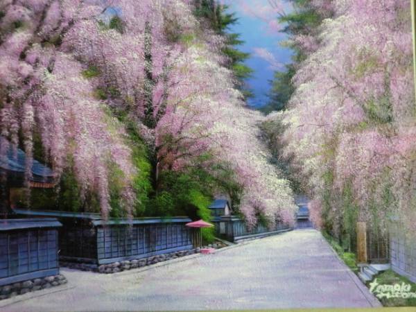  подлинный произведение * живопись масляными красками пейзаж угол павильон. ветка -слойный Sakura 10 номер человек видеть ..*
