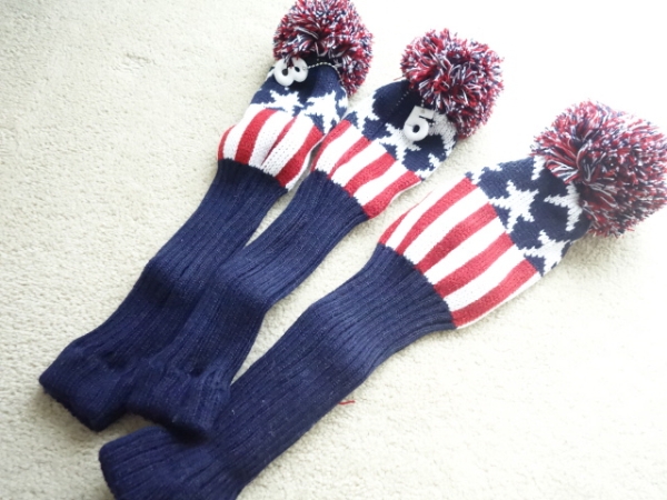 460対応！ニット制ヘッドカバー　３點(diǎn)USAレッド
