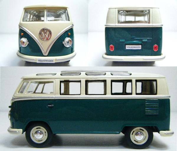 ◆KiNSMART1962 Volkswagen Classical Bus 1/24◆グリーン_画像2