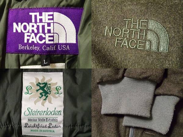 THE NORTH FACE PURPLE LABEL×Steirerloden ノースフェイスパープルレーベル ウール MA-1 ダウンジャケット L オリーブ nanamicaナナミカ_画像3