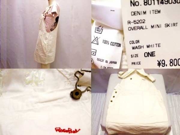 [ROSEBUD/ Rose Bud ]DENIM OVERALL MINI skirt WHITE/RED ONE new goods stock 