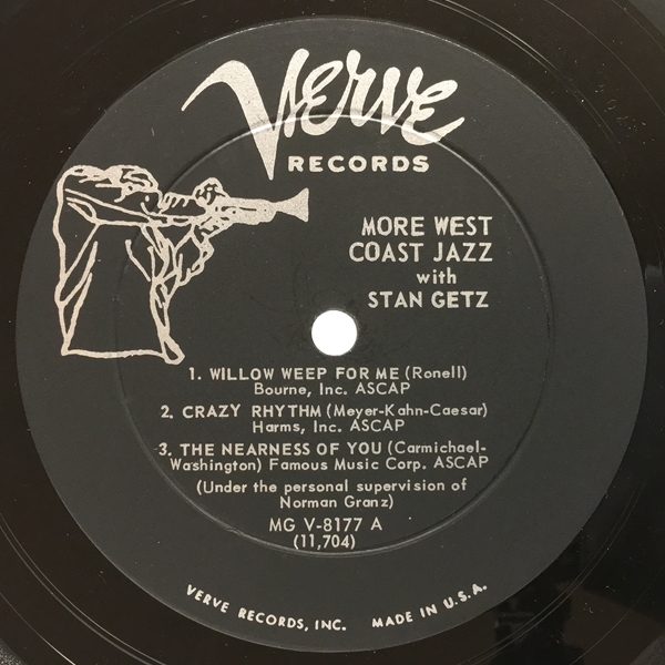 ◇STAN GETZ /more west coast jazz◇VERVE ペット 米盤深溝_画像3