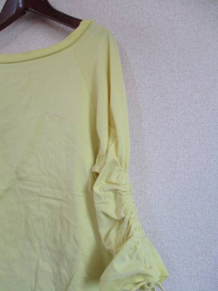 x-girl黃色ボートネック7分袖カットソー（USED）61016)