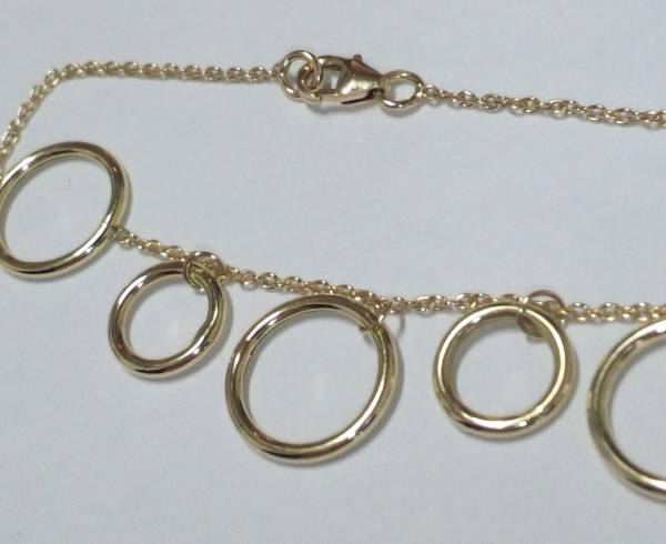 新品　イタリア制　K18リングチャームブレスレット　17.5ｃｍ