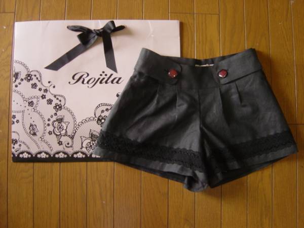  новый товар Rojita* кромка цветок гонки лен шорты чёрный черный * Rojita 