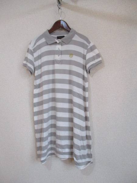 WORLDWIDELOVE gray × white border polo-shirt dress (USED50216②