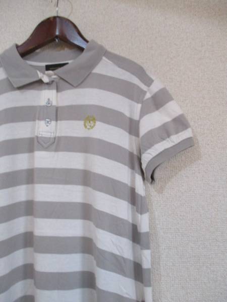 WORLDWIDELOVEグレー×白ボーダーポロシャツワンピ（USED50216②)